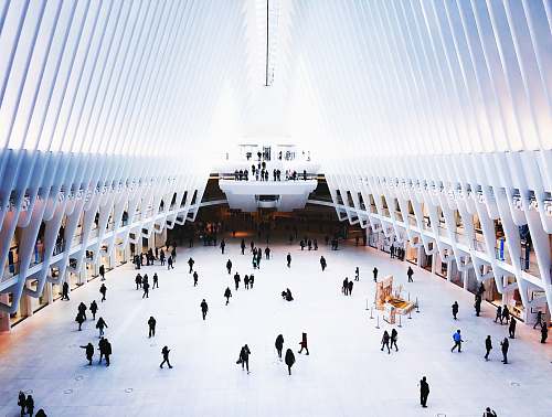 ice skating people gathering inside pyramid room sports